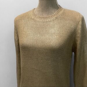 Forever 21 Tan Gold Metallic Knit Sweater Size Small
